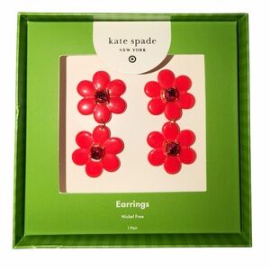 Kate Spade New York for Target Vibrant Red/Coral Flower Drop Earrings New In Box
